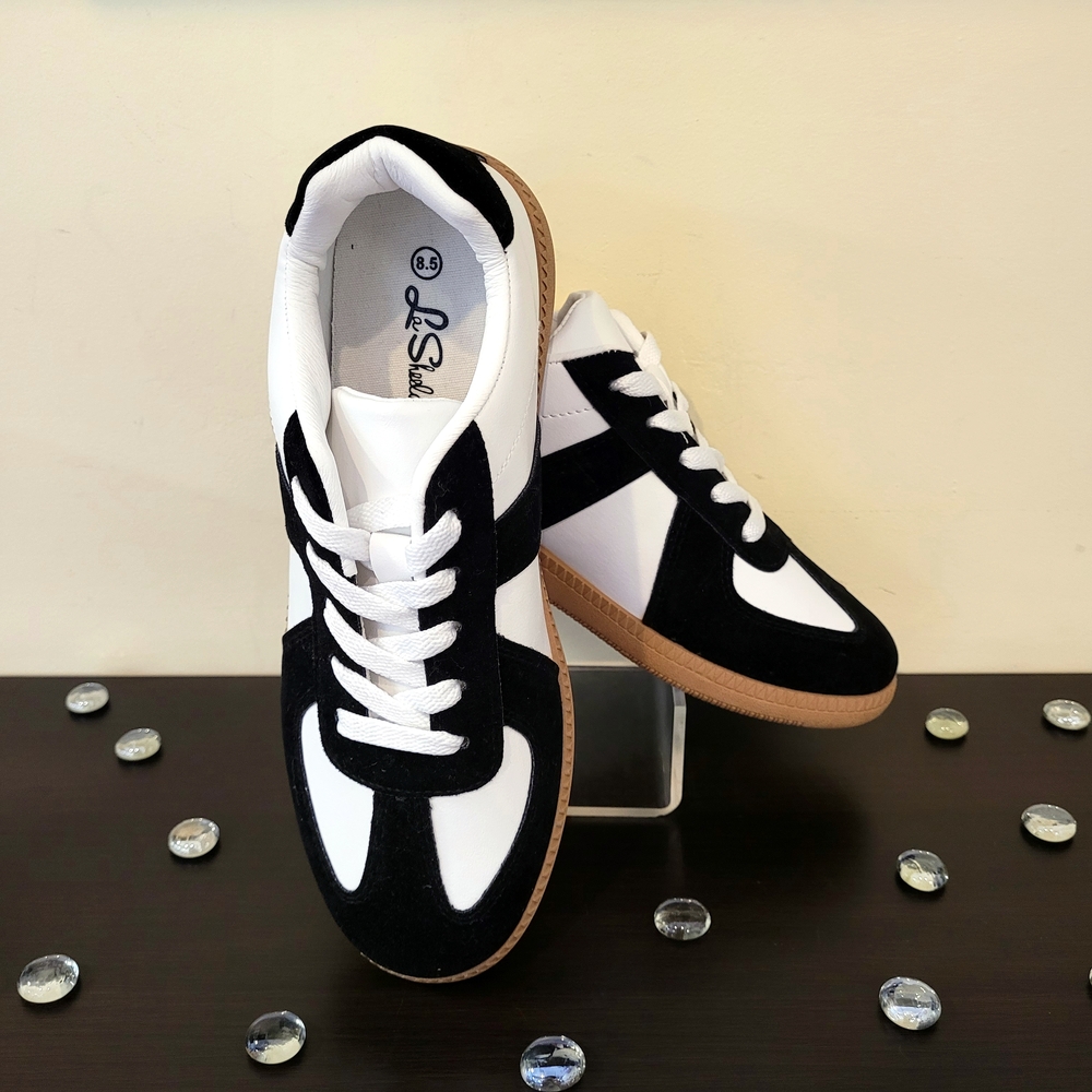 Le Sheelah Black and White Sneakers